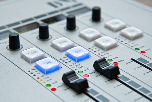A stock image of a music mixing board.